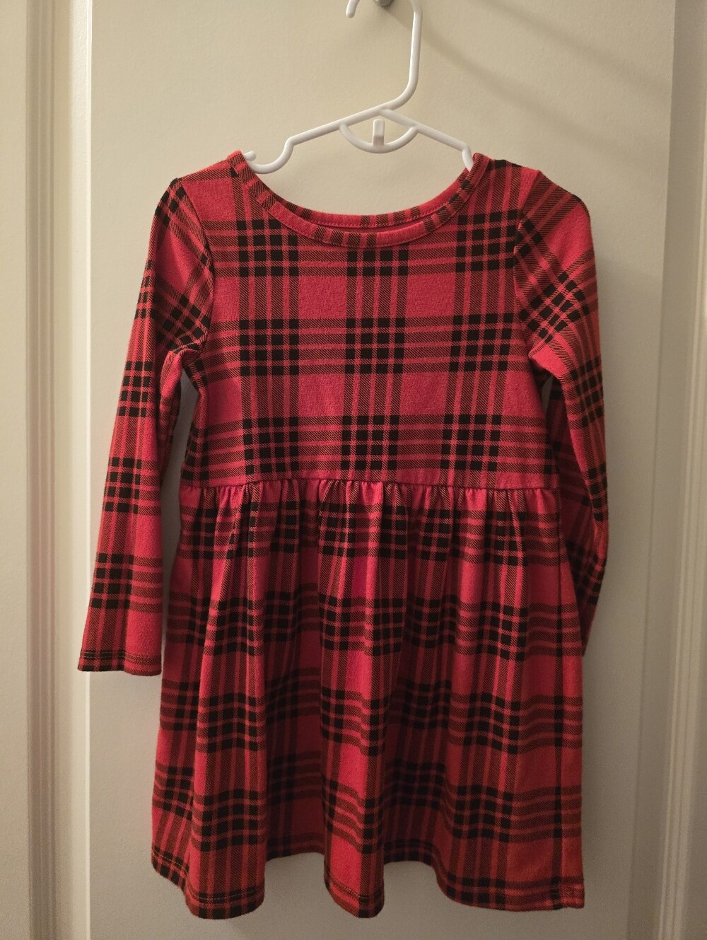 Cat & Jack Red and Black Plaid Long-Sleeve Dress